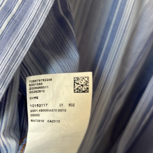 Boss Orange Blue Stripe Button Down Top Size L - Picture 5 of 9